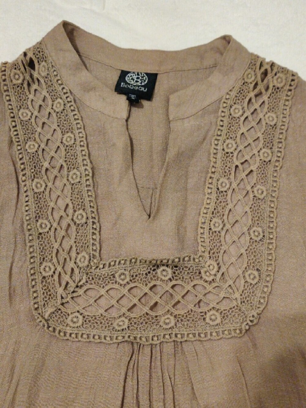 bobeau Crochet-Trim Sleeveless Tunic in Taupe - Picture 11 of 11